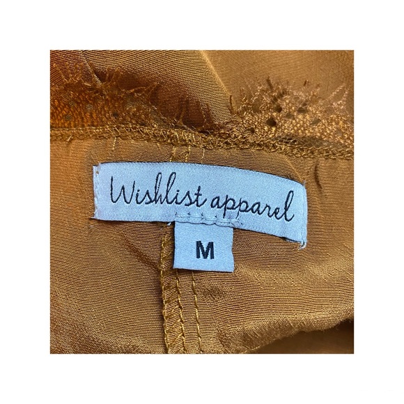 Wishlist Apparel Womens Cami Tank Top Brown Lace Neckline Viscose Rayon Medium - Picture 5 of 6